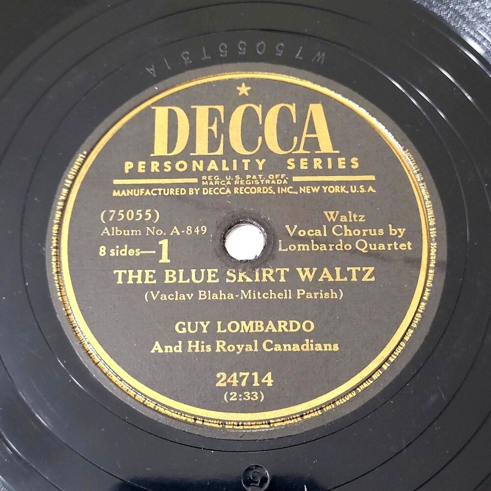 Guy Lombardo 78 RPM "The Blue Skirt Waltz / Home Coming" Decca E- 1951 Jazz Pop
